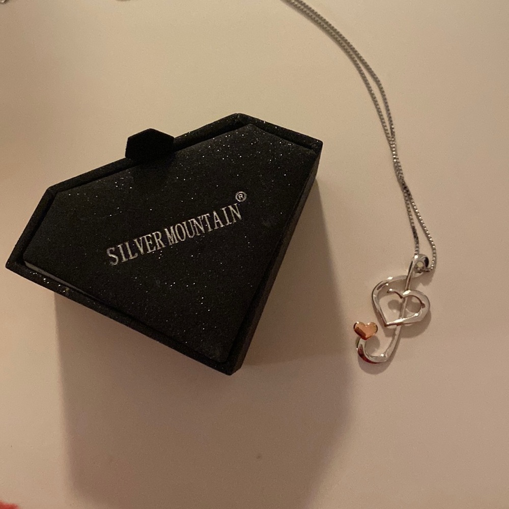 Silver Necklace Music Note